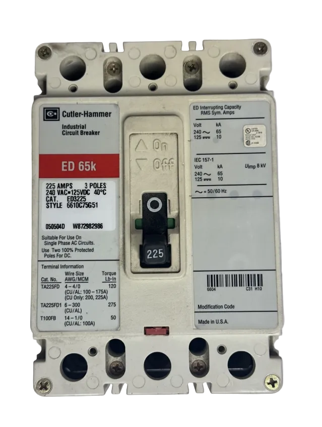 Cutler-Hammer ED3225 225Amp Circuit Breaker-Refurbished