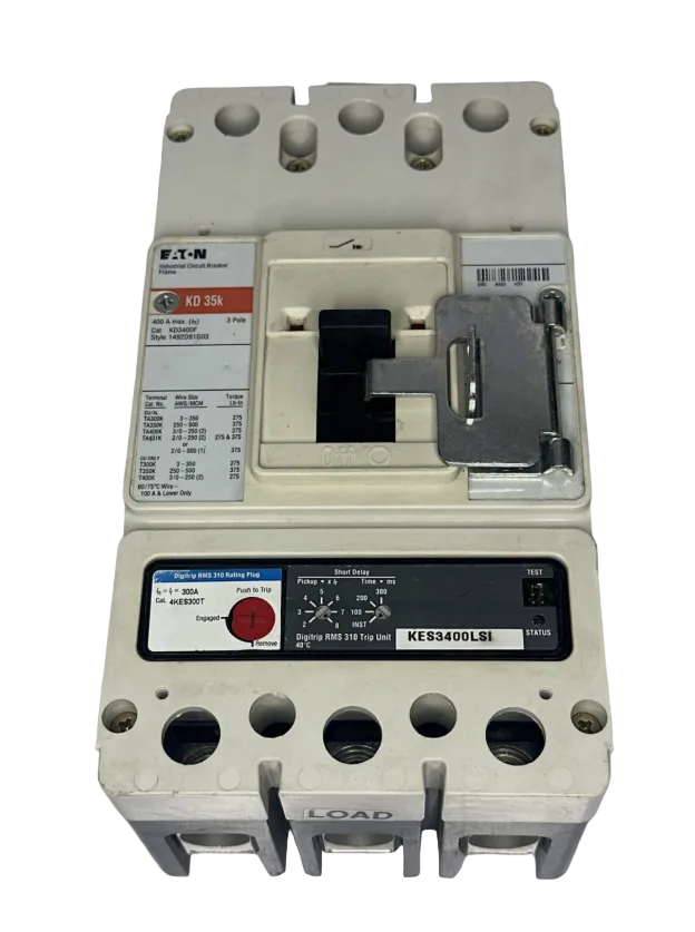 EATON KD3400F 3 Pole 400 Amp Circuit Breaker W/KES3400LSI Trip - New Surplus