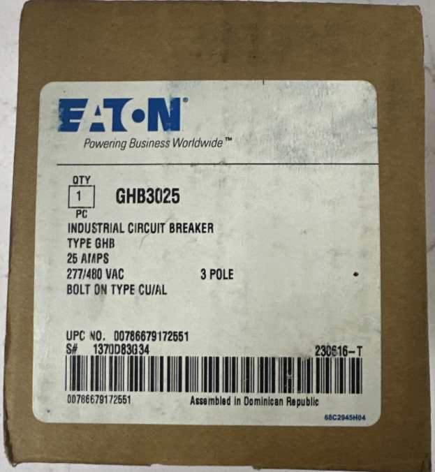 Eaton GHB3025 25Amp Circuit Breaker-New In Box