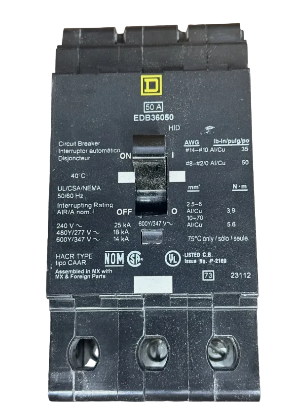 Square D EDB36050 50Amp Circuit Breaker-New