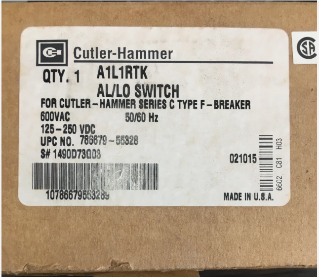 Cutler-Hammer A1L1RTK AL/LO Switch-New