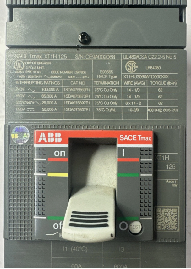 ABB/GE XT1H 125 SACE TMAX 60amp Circuit Breaker-Refurbished