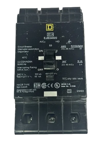 Square D EJB34020 20Amp Circuit Breaker-Refurbished