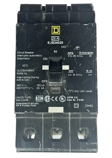 Square D EJB34025 25Amp Circuit Breaker-Refurbished