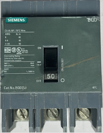 Siemens BQD350 50Amp Circuit Breaker-Refurbished