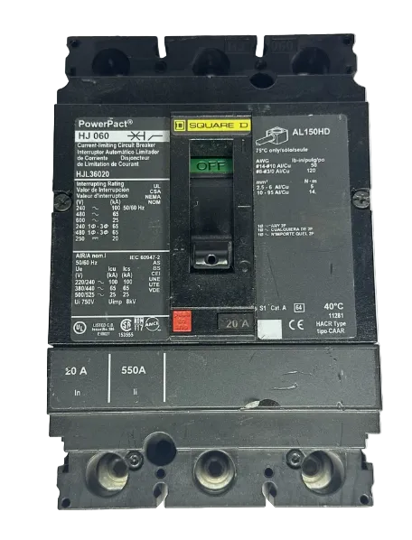 Square D HJL36020 20Amp Circuit Breaker-Refurbished