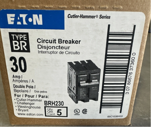 Eaton BRH230 30Amp 2-Polle Circuit Breakers-Brand New-1 Piece