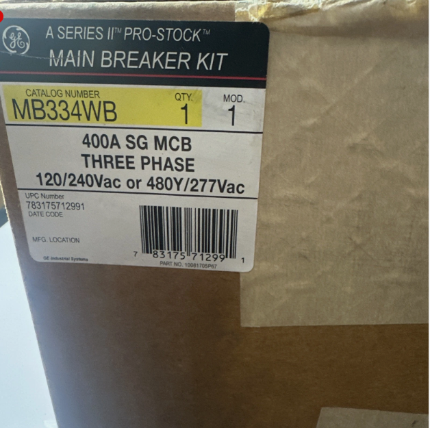 GE-General Electric MB334WB 400amp 3 Phase Main Breaker Kit w/SGHA36AT0400 -New in Box