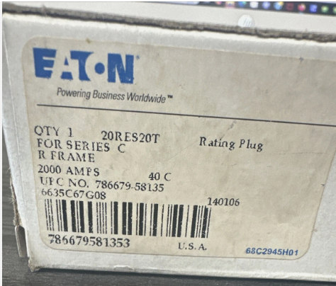 Eaton 20RES20T 2000A Rating Plug Brand-New in Box