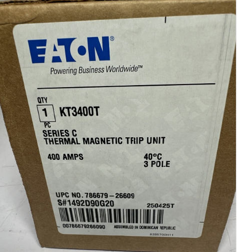 Eaton KT3400T 400A Thermal Magnetic Trip Unit-New in Box