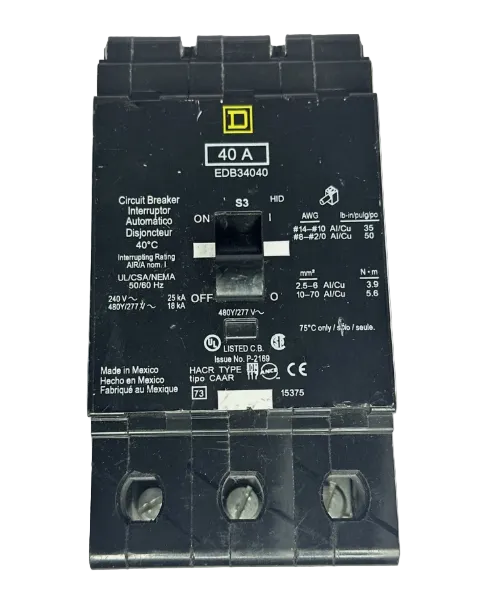 Square D EDB34040 40A Circuit Breaker-New Surplus