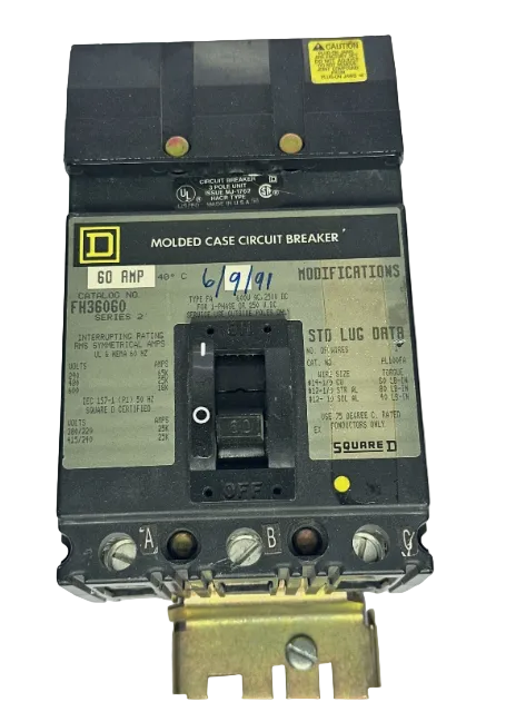 Square D FH36060 60A Circuit Breaker-Refurbished
