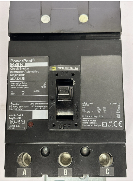 Square D QDA32125 125A 240V Circuit Breaker- New Surplus