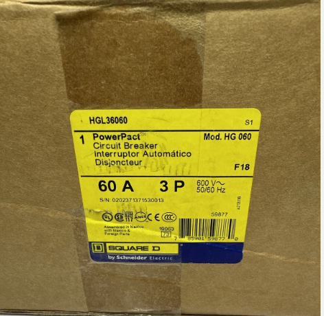 Square D HGL36060 60A Circuit Breaker-New in Box