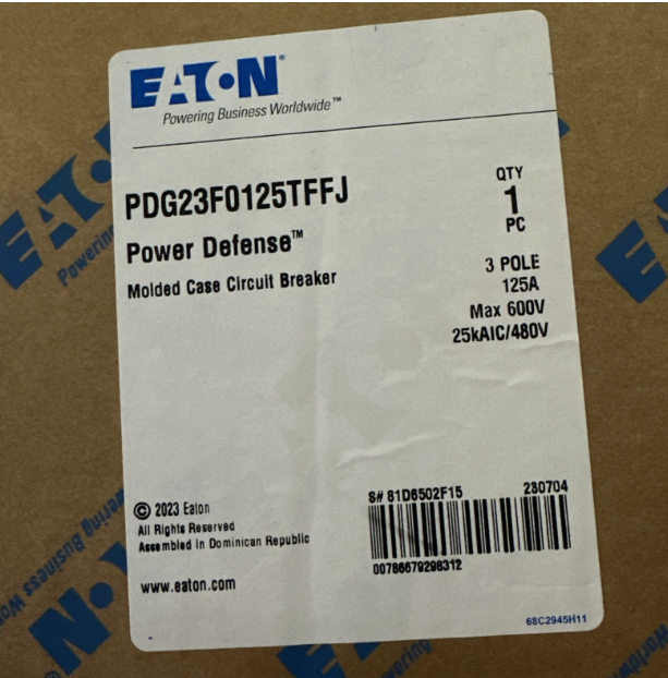 Eaton PDG23F0125TFFJ 125A Circuit Breaker-New in Box