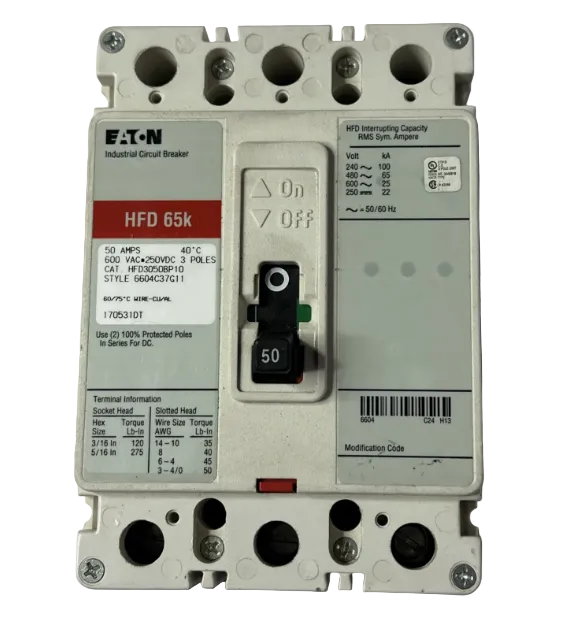 Eaton HFD3050 50A Circuit Breaker-Refurbished