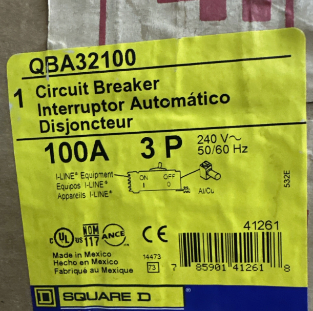 Square D QBA32100 100A Circuit Breaker- New in Box