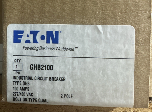 Eaton GHB2100 100A 2-Pole Circuit Breaker-New in Box