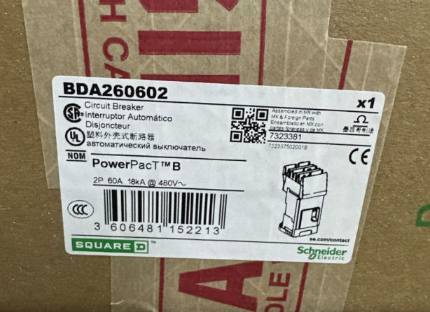 Square D BDA260602 60A 2-Pole Circuit Breaker-New in Box