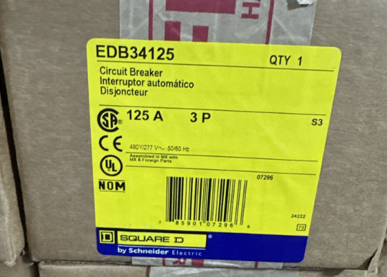 Square D EDB34125 125A Circuit Breaker-New in Box