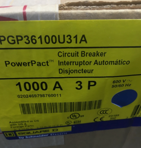 Square D PGP36100U31A 1000A 600V Circuit Breaker -New in Box