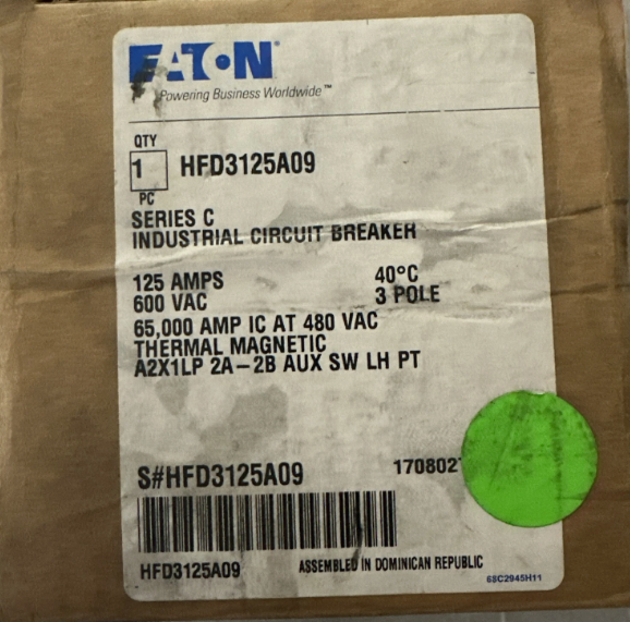 Eaton HFD3125A09/HFD3125 125A 600V Circuit Breaker-New In Box