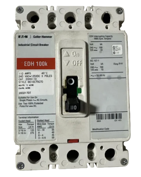 Eaton EDH3110 110A 600V Circuit Breaker- New Surplus