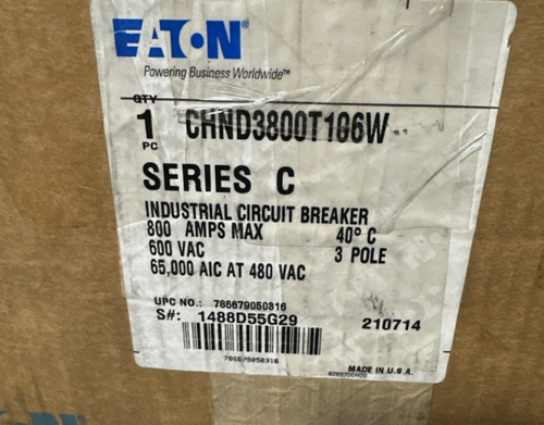 Eaton CHND3800T106W 800A 600V Circuit Breaker- New in Box