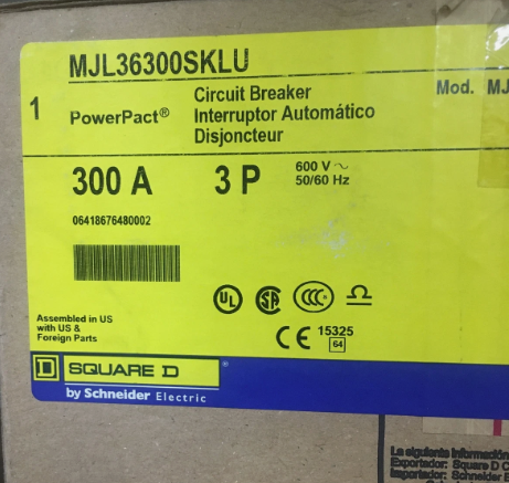 Square D MJL36300SKLU 300A 600V Circuit Breaker- New in Box