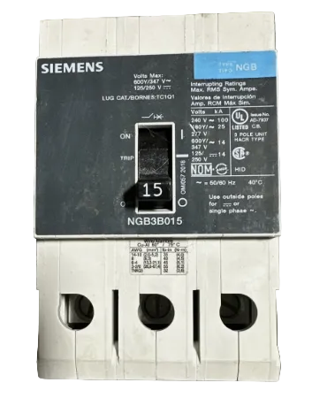Siemens NGB3B015 15A Circuit Breaker-Surplus