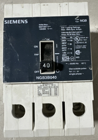 Siemens NGB3B040 40A Circuit Breaker-Refurbished