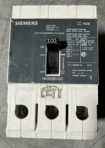 Siemens HGB3B100 100A Circuit Breaker-Refurbished
