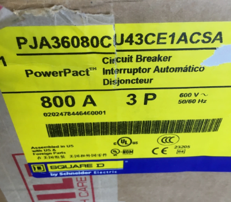 Square D PJA36080CU43ASA / PJA36080CU43CE1ACSA/PJA36080CU43 800A Circuit Breaker New