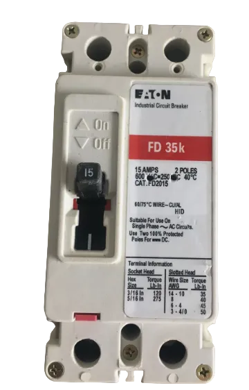 Eaton FD2015 15A 2-Pole Circuit Breaker-Refurbished