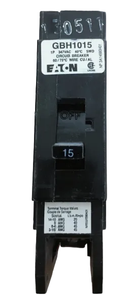 Eaton GBH1015 15A Single-Pole Circuit Breaker-New Surplus