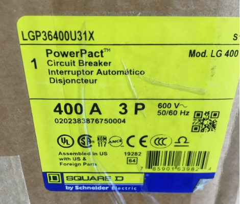 Square D LGP36400U31X 400A 600V Circuit Breaker- New in Box
