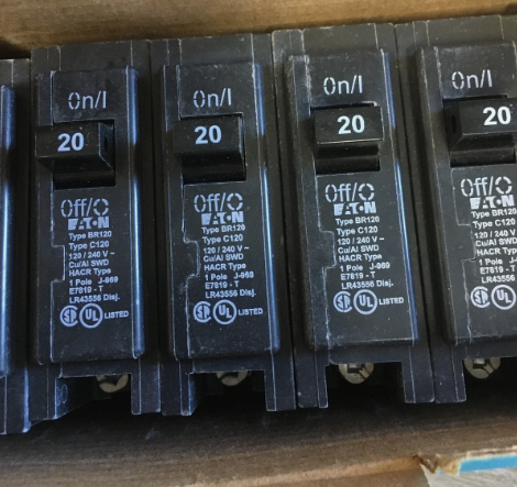 EATON BR120 20A Single-Pole Circuit Breaker-New