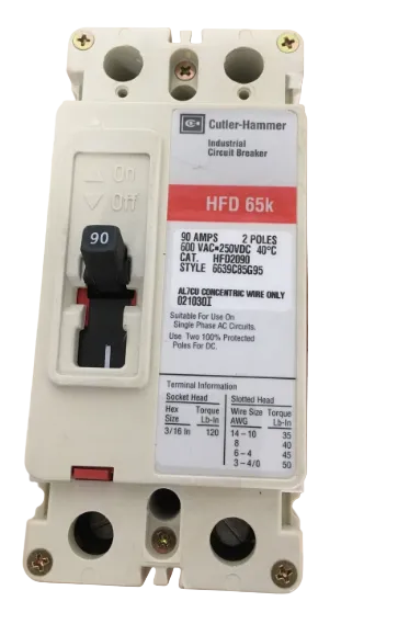 Cutler-Hammer HFD2090 90A 2-Pole Circuit Breaker-New Surplus