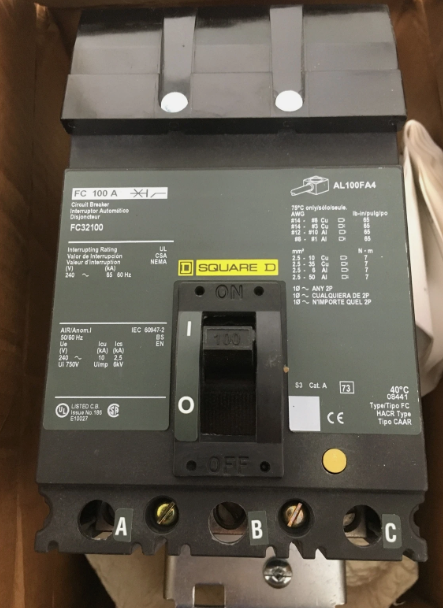 Square D FC32100 100A Circuit Breaker-New Surplus