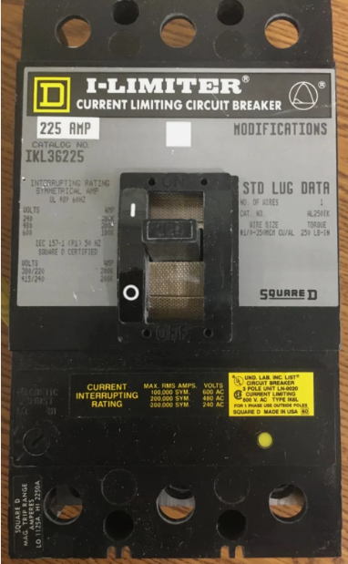 Square D IKL36225 225A Circuit Breaker-New
