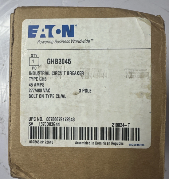 Eaton GHB3045 45A Circuit Breaker-New in Box