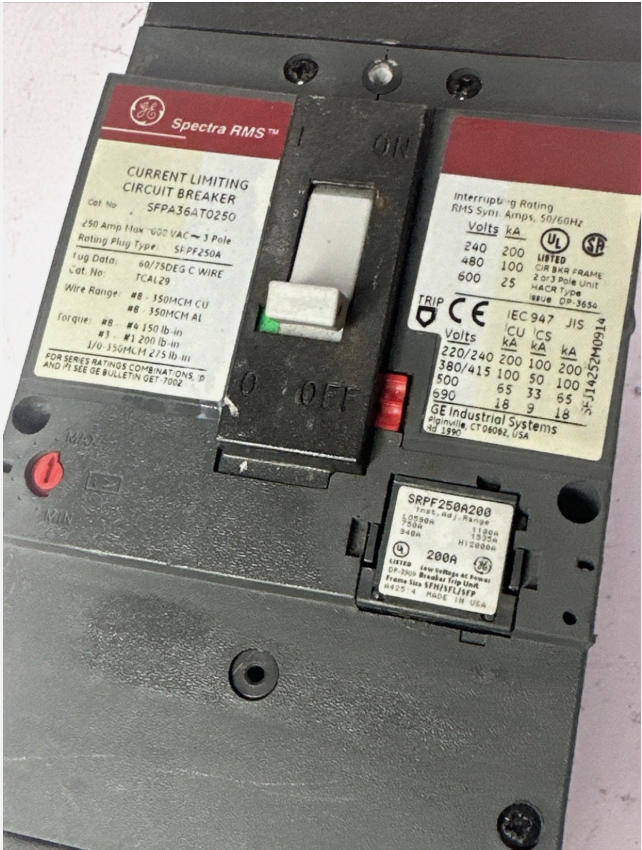 GE-General Electric SFPA36AT0250 Breaker 250A 3P w/200A Plug-Refurbished