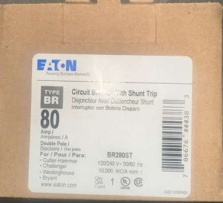 Eaton BR280ST 80A Circuit Breaker-New In Box